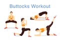 Illustration of 4 moves to lift Buttocks with workout.