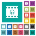 Movie audio square flat multi colored icons Royalty Free Stock Photo