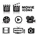 Movie black glossy icon set Royalty Free Stock Photo