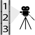 Movie camera and film strip