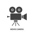 Movie camera glyph icon. Vector illustration