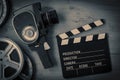 Movie camera, movies & clapperboard Royalty Free Stock Photo