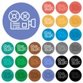 Movie camera outline round flat multi colored icons Royalty Free Stock Photo