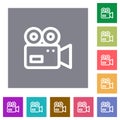 Movie camera outline square flat icons Royalty Free Stock Photo