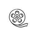 Movie camera reel hand drawn outline doodle icon. Royalty Free Stock Photo