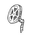 Movie camera reel hand drawn outline doodle icon Royalty Free Stock Photo