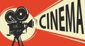 Movie camera retro. Cinema, movie poster vector Royalty Free Stock Photo