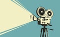 Movie camera retro. Cinema, projector vintage vector Royalty Free Stock Photo