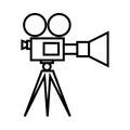 Movie camera on tripod icon