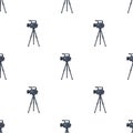 Movie camera on a tripod. Making a movie single icon in cartoon style vector symbol stock illustration web. Royalty Free Stock Photo