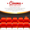 Movie card with chairs in cinema hall