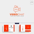 movie chat media video talk entertainment simple line logo template vector illustration icon element