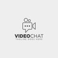 movie chat media video talk entertainment simple line logo template vector illustration icon element