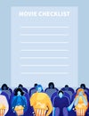 Movie Cinema Checklist with People Watching Film. Royalty Free Stock Photo