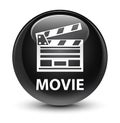 Movie (cinema clip icon) glassy black round button