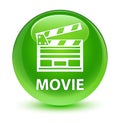 Movie (cinema clip icon) glassy green round button