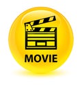 Movie (cinema clip icon) glassy yellow round button