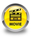 Movie (cinema clip icon) glossy yellow round button Royalty Free Stock Photo