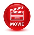 Movie (cinema clip icon) glassy red round button