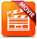 Movie (cinema clip icon) orange square button red ribbon in corn