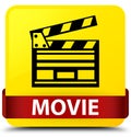 Movie (cinema clip icon) yellow square button red ribbon in middle