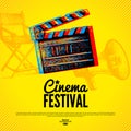 Movie cinema festival poster. Vector background with hand drawn sketch illustrations Royalty Free Stock Photo