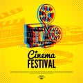 Movie cinema festival poster. Vector background with hand drawn sketch illustrations Royalty Free Stock Photo
