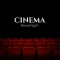 Movie cinema premiere poster design with red seats. Vector background. Royalty Free Stock Photo