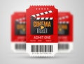 Movie cinema premiere poster or flyer design. Vector cinema tickets background.