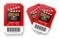 Movie cinema premiere poster or flyer design. Vector cinema tickets background.