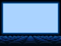 Movie cinema screen vector background template empty blue seat chairs