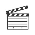 Movie Clapboard Outline Flat Icon on White