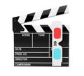 Movie Clapper Board with 3d Anaglyph Glass