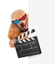 Movie clapper board director dog. Royalty Free Stock Photo