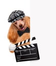 Movie clapper board director dog. Royalty Free Stock Photo