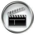 Movie clapper board icon grey