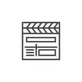 Movie clapper board outline icon