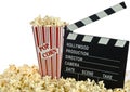 Movie Clapper Board in popcorn Royalty Free Stock Photo
