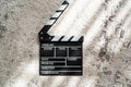 movie clapper clapboard on a grey background