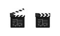 Movie clapper icon. Film production. Cinematography. Vector EPS 10. Isolated on white background Royalty Free Stock Photo