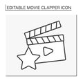 Movie clapper line icon