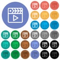 Movie clapper outline round flat multi colored icons Royalty Free Stock Photo