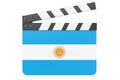 Movie clapperboard with Argentinean flag, film industry concept. 3D rendering