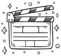 Movie clapperboard illustration with stars and circles Royalty Free Stock Photo
