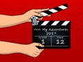 Movie clapperboard pop art vector illustration