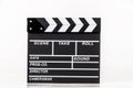 Movie clappers open and close isolated on white background. Shown slate board.Realistic movie clapperboard. Clapper board isolated Royalty Free Stock Photo