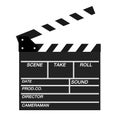 Movie clappers open isolated on white background. Shown slate board. Royalty Free Stock Photo