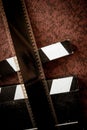 Movie classic vintage concept slate and filmstrip Royalty Free Stock Photo