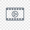 Movie concept vector linear icon isolated on transparent background, Movie concept transparency logo in outline style