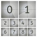 Movie count timer. Vintage cinema countdown frames, old movie timer frames from 0 to 9 numbers. Movie intro counting